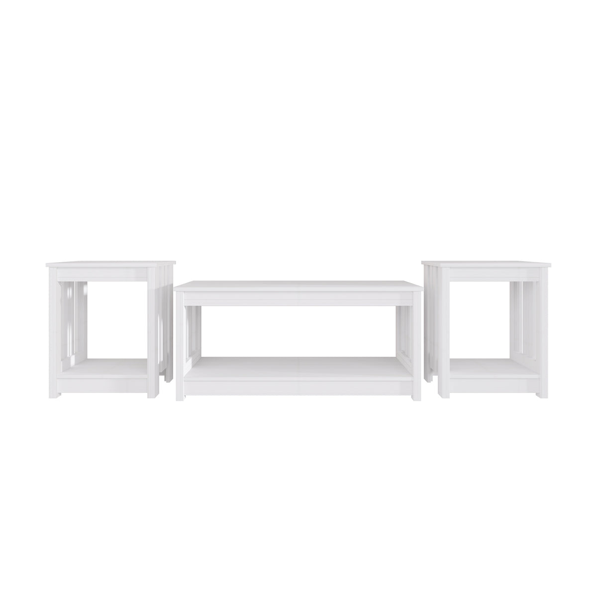 Elvara 3-Piece Modern Farmhouse Coffee Table Set with Storage Shelves