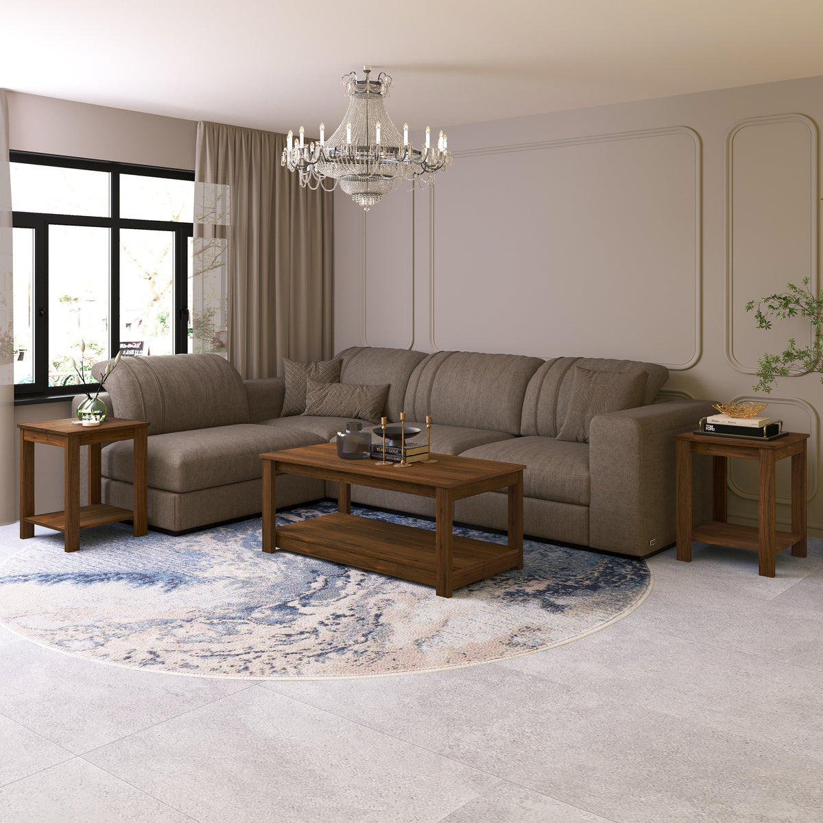 Norvia 3-Piece Modern Coffee Table Set with Open Storage Shelves