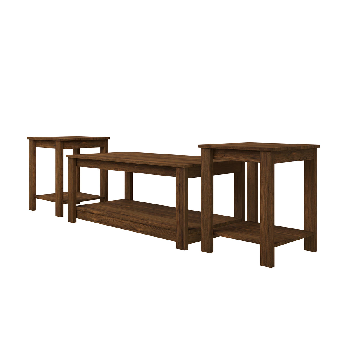 Norvia 3-Piece Modern Coffee Table Set with Open Storage Shelves