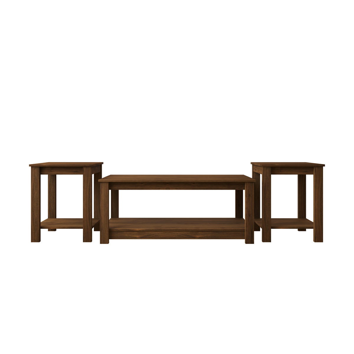 Norvia 3-Piece Modern Coffee Table Set with Open Storage Shelves
