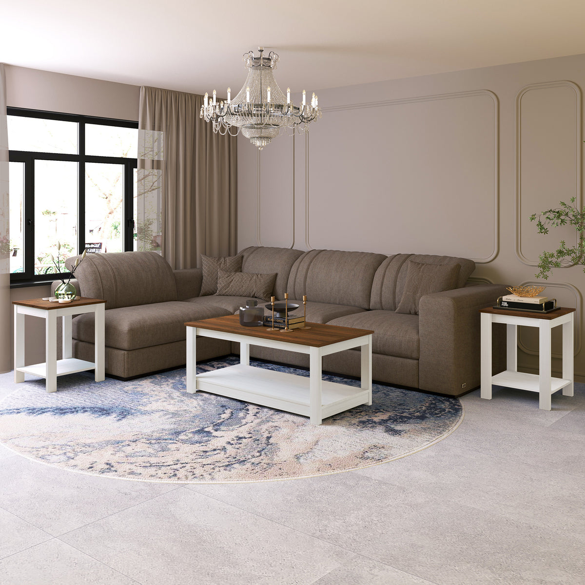 Norvia 3-Piece Modern Coffee Table Set with Open Storage Shelves