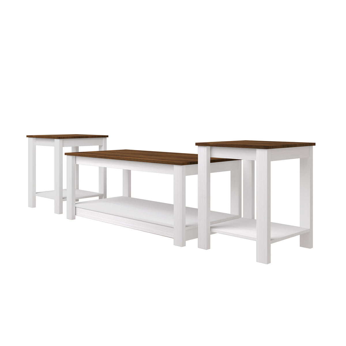 Norvia 3-Piece Modern Coffee Table Set with Open Storage Shelves