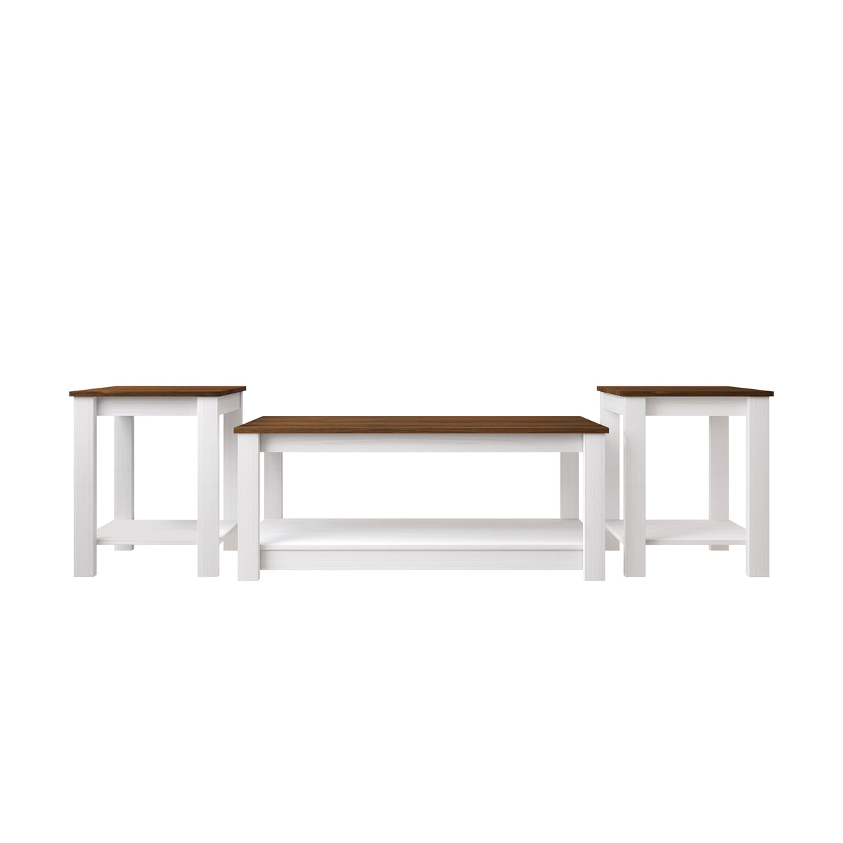 Norvia 3-Piece Modern Coffee Table Set with Open Storage Shelves