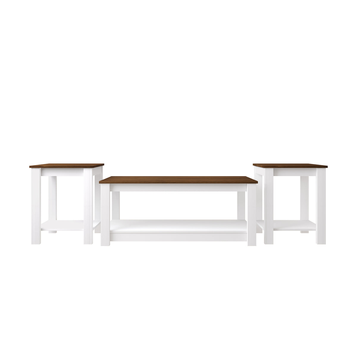 Norvia 3-Piece Modern Coffee Table Set with Open Storage Shelves