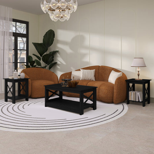 Caldris 3-Piece Modern Farmhouse Coffee Table Set with Storage