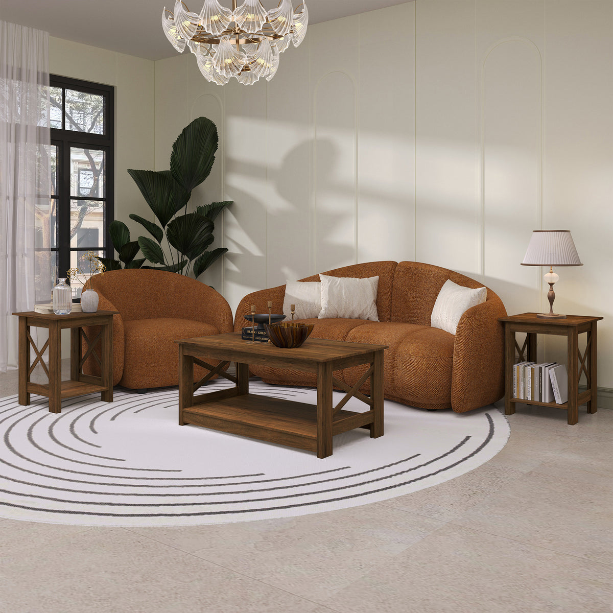 Caldris 3-Piece Modern Farmhouse Coffee Table Set with Storage