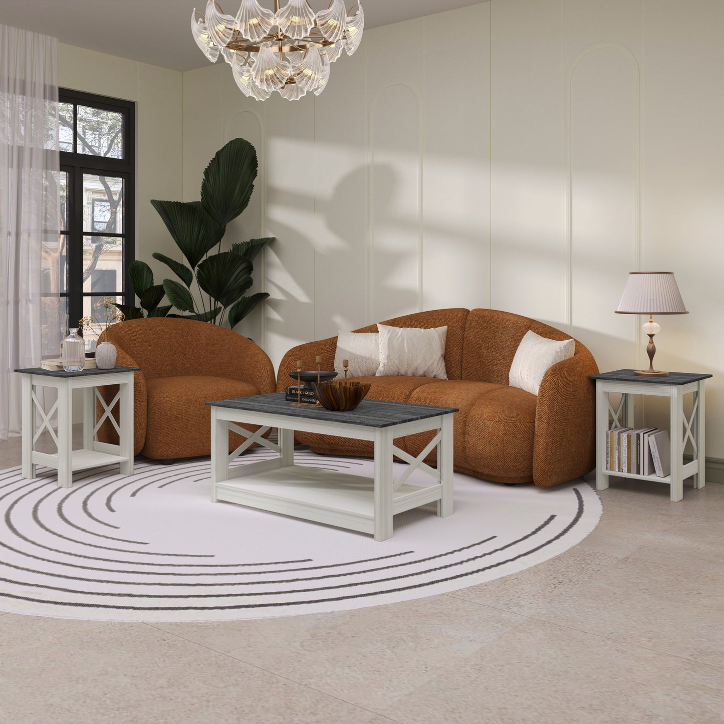 Caldris 3-Piece Modern Farmhouse Coffee Table Set with Storage