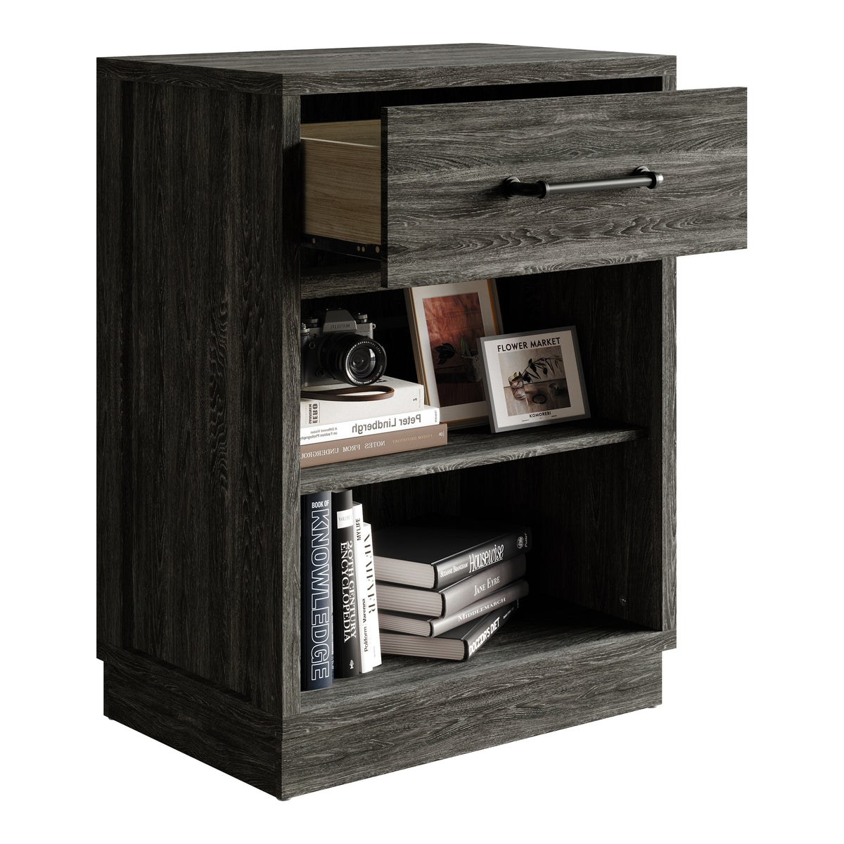 Velora Modern Wooden Storage Cabinet with Drawer and Shelves