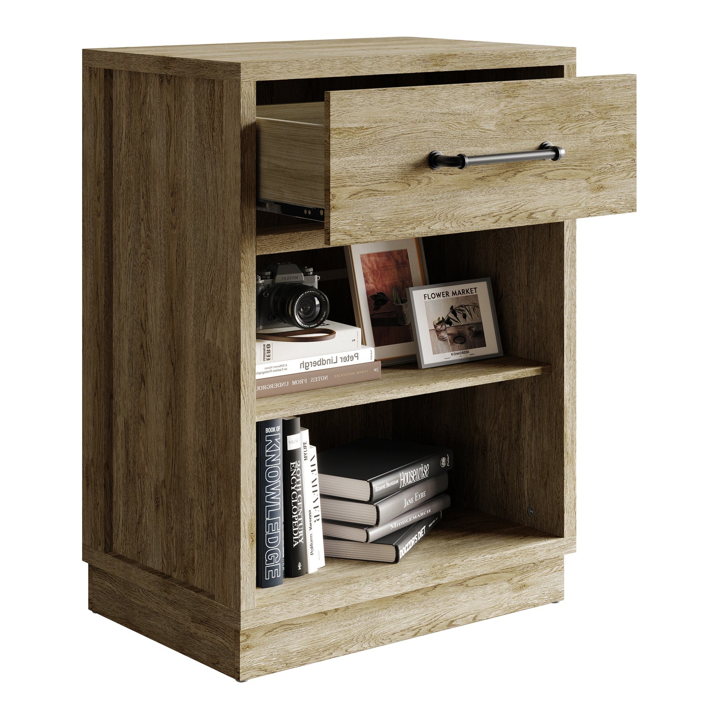 Velora Modern Wooden Storage Cabinet with Drawer and Shelves