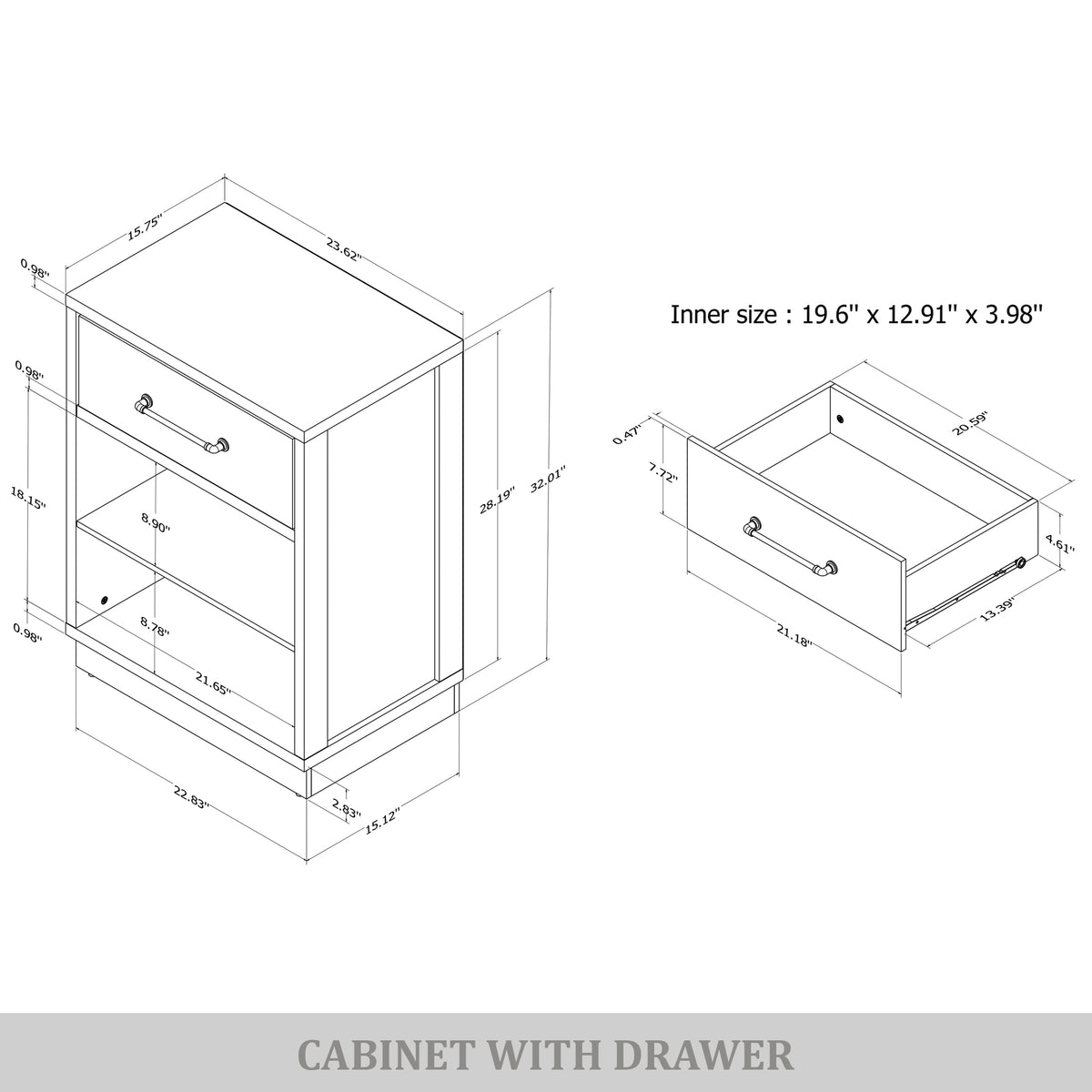 Velora Modern Wooden Storage Cabinet with Drawer and Shelves