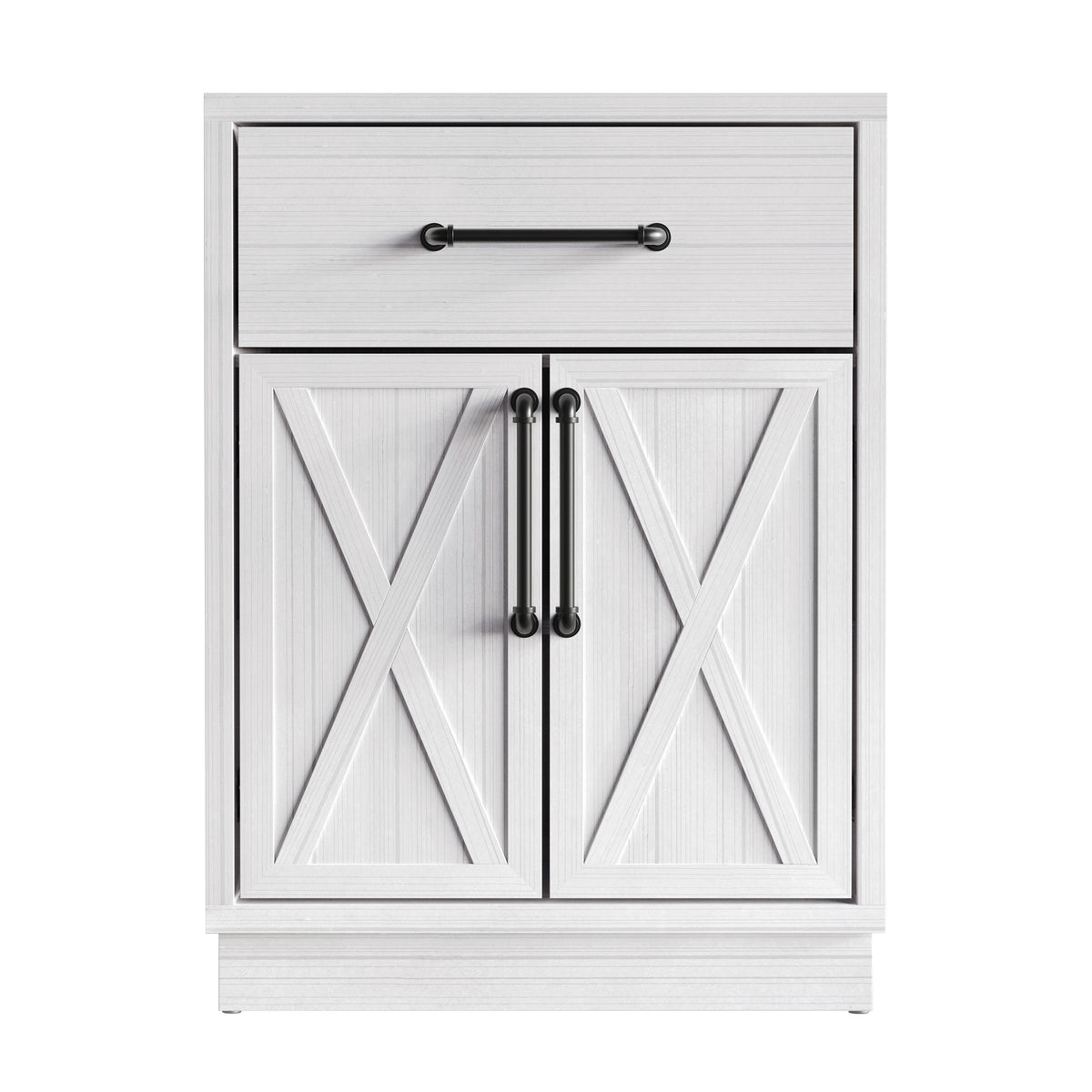 Alvera Modern Wooden Storage Cabinet with Drawer and X-Accent Doors