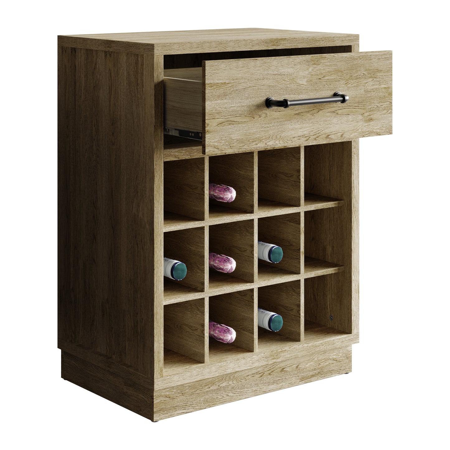 Corvella Modern Wooden Wine Storage Cabinet with 4x3 Bottle Rack