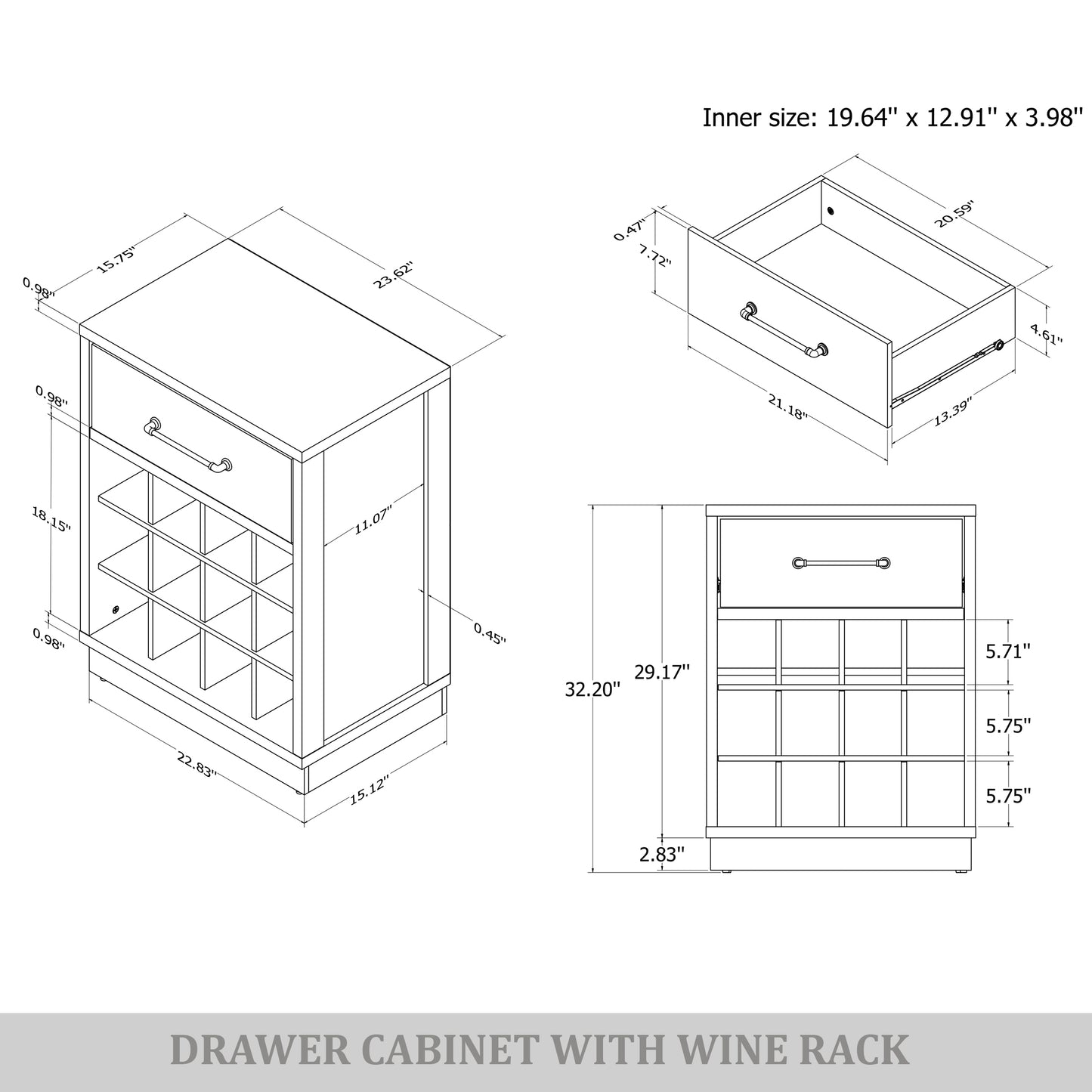 Corvella Modern Wooden Wine Storage Cabinet with 4x3 Bottle Rack