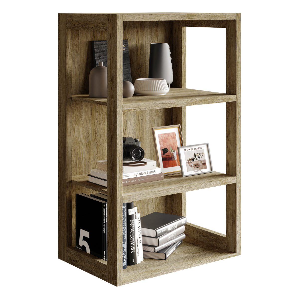 Norevia 3-Tier Modern Storage Rack with Open Shelves