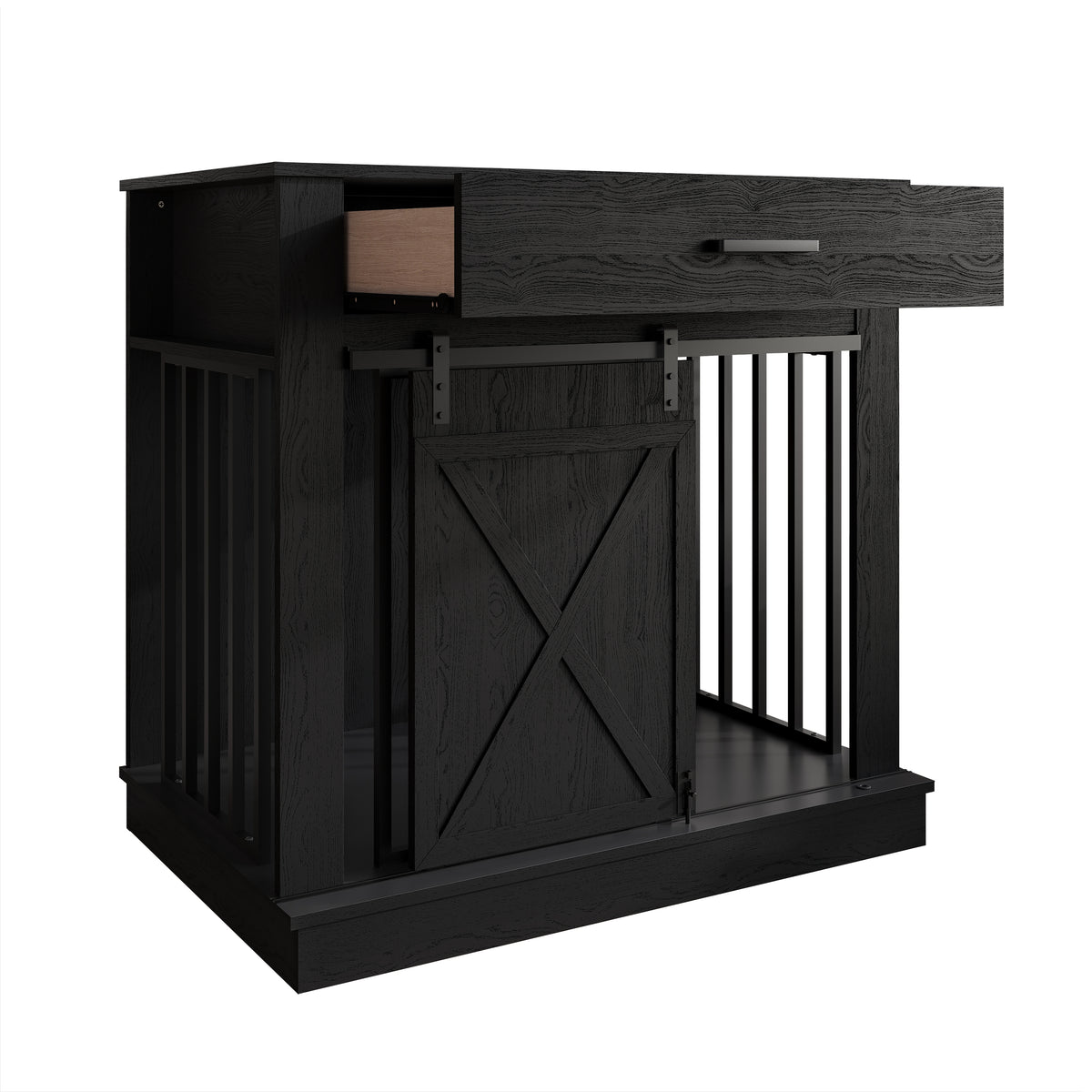 Cavira Modern TV Stand with Built-In Pet Crate and Drawer