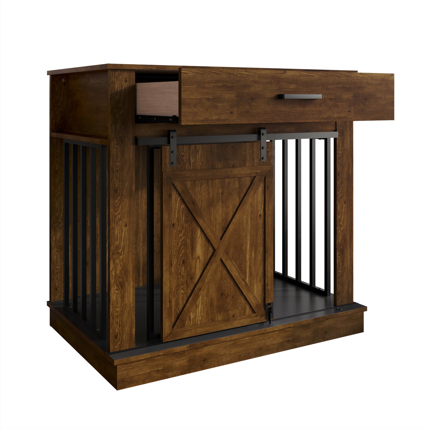 Cavira Modern TV Stand with Built-In Pet Crate and Drawer