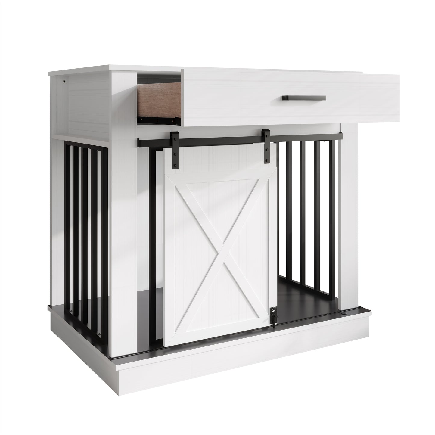 Cavira Modern TV Stand with Built-In Pet Crate and Drawer