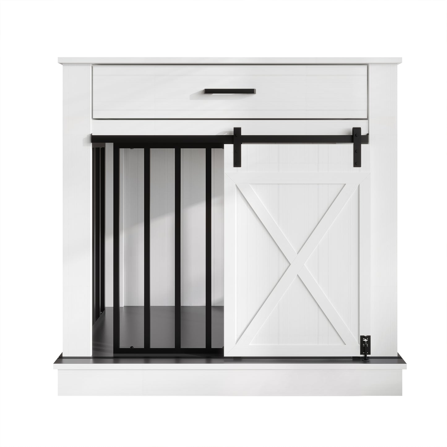 Cavira Modern TV Stand with Built-In Pet Crate and Drawer