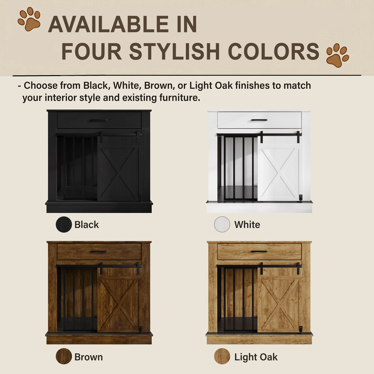 Cavira Modern TV Stand with Built-In Pet Crate and Drawer