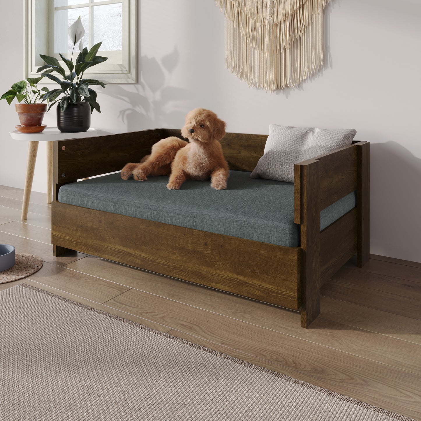 Pavora Wooden Frame Pet Bed with Waterproof Removable Cushion