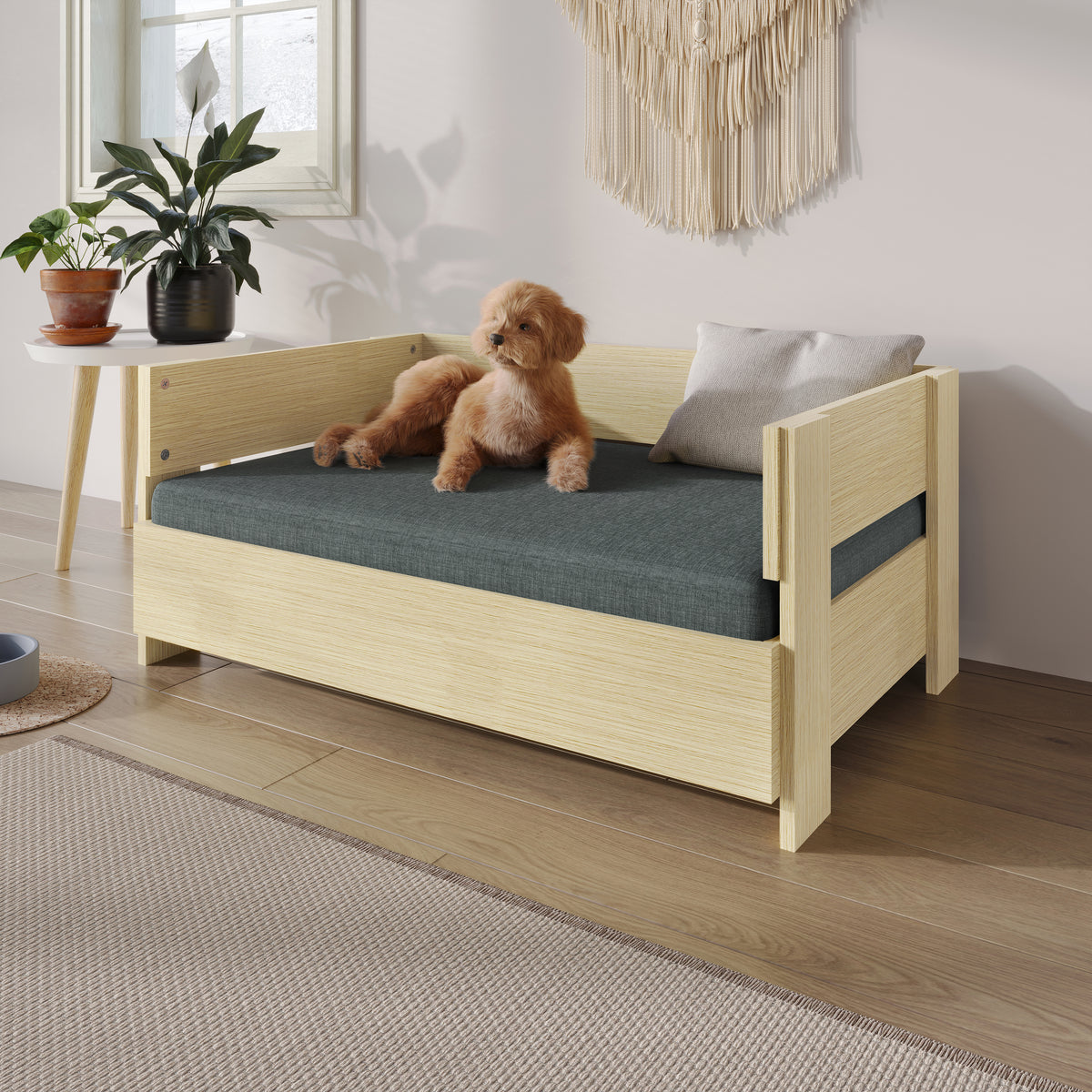 Pavora Wooden Frame Pet Bed with Waterproof Removable Cushion
