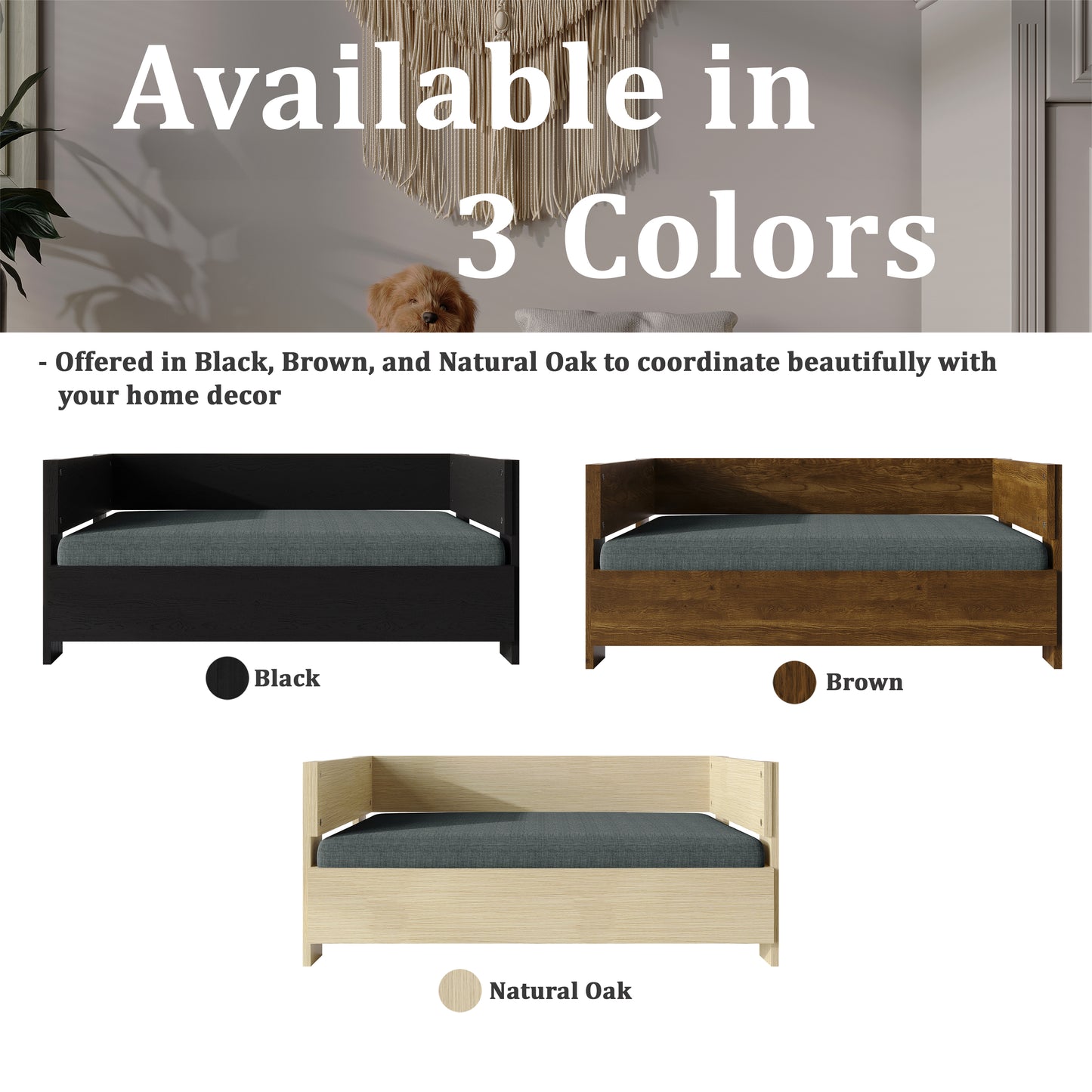 Pavora Wooden Frame Pet Bed with Waterproof Removable Cushion