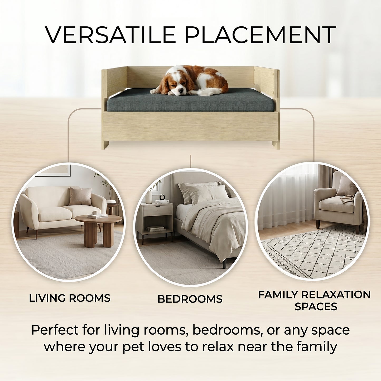 Pavora Wooden Frame Pet Bed with Waterproof Removable Cushion