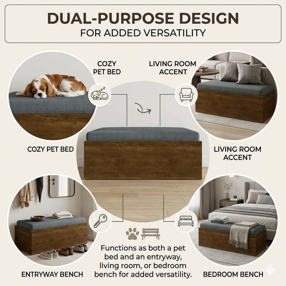 Virello Elevated Pet Bed with Waterproof Fabric and Removable Cushion