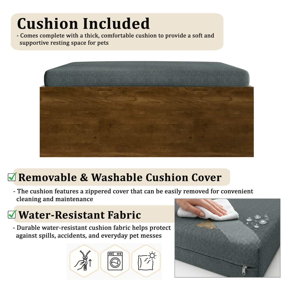 Virello Elevated Pet Bed with Waterproof Fabric and Removable Cushion