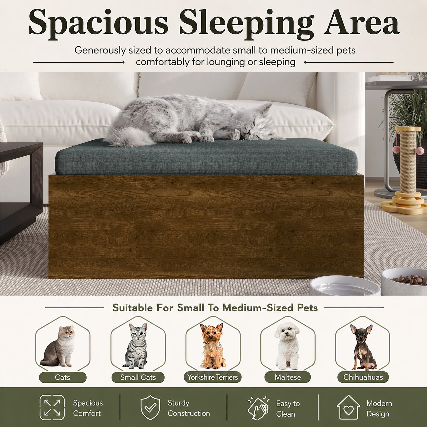 Virello Elevated Pet Bed with Waterproof Fabric and Removable Cushion