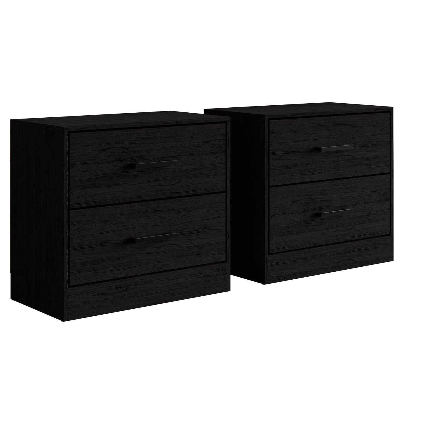 Elvane Set of 2 Modern Nightstands with 2 Drawers