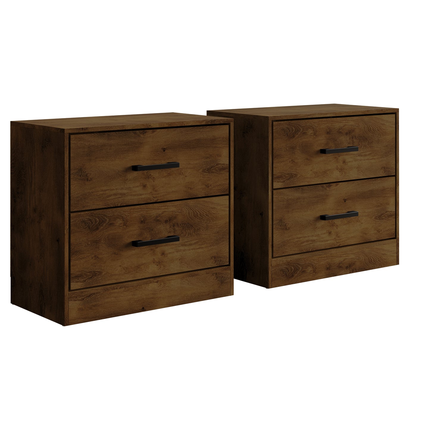 Elvane Set of 2 Modern Nightstands with 2 Drawers