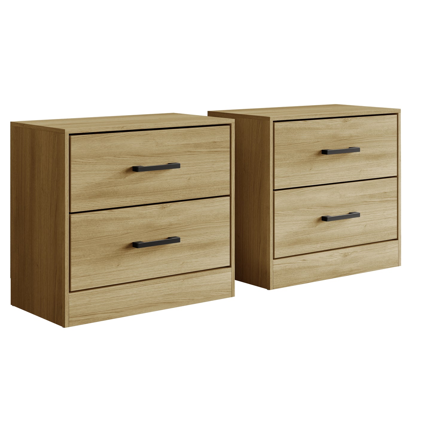 Elvane Set of 2 Modern Nightstands with 2 Drawers