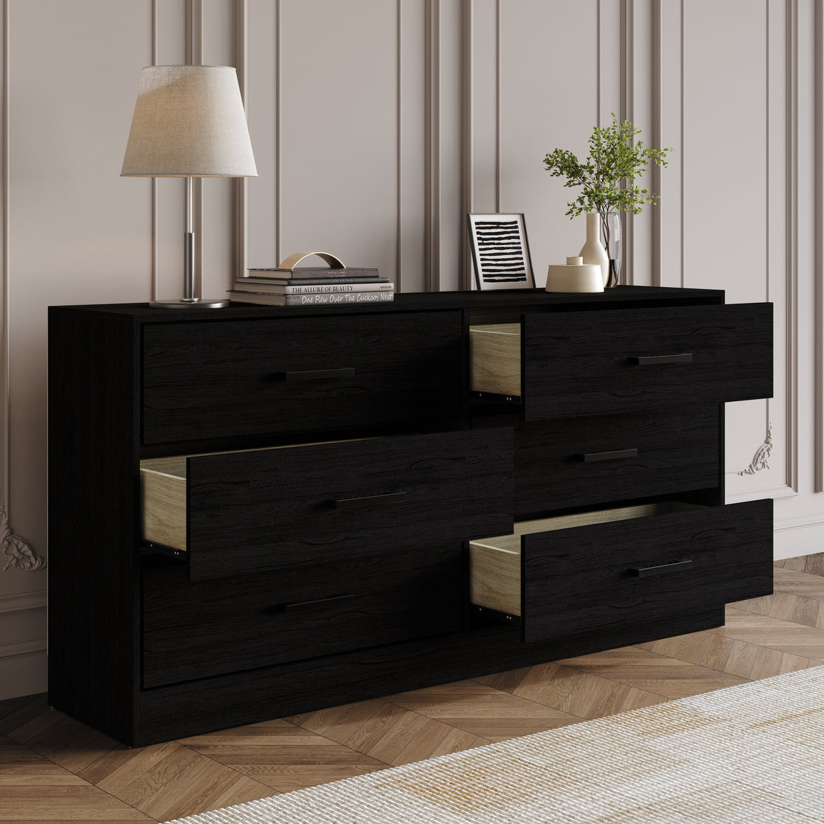 Orlena 6-Drawer Modern Dresser with Flush-to-Floor Design