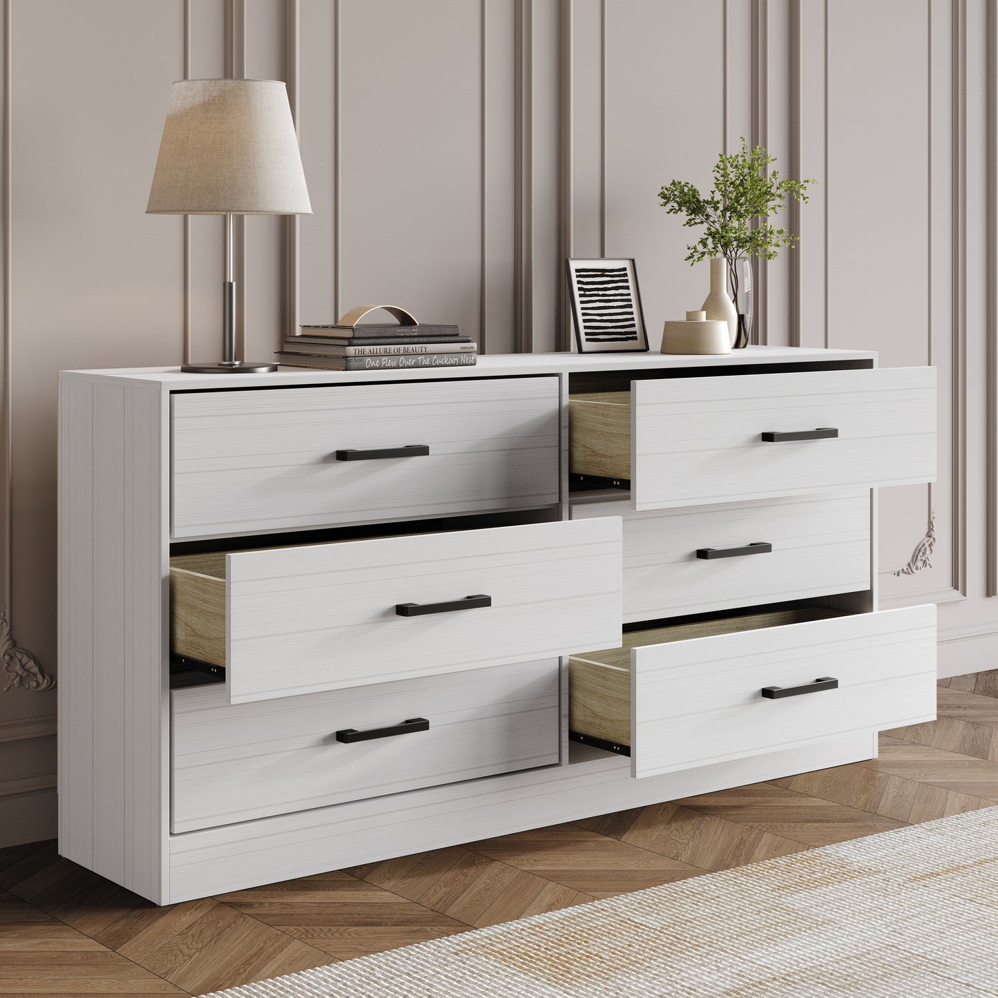 Orlena 6-Drawer Modern Dresser with Flush-to-Floor Design