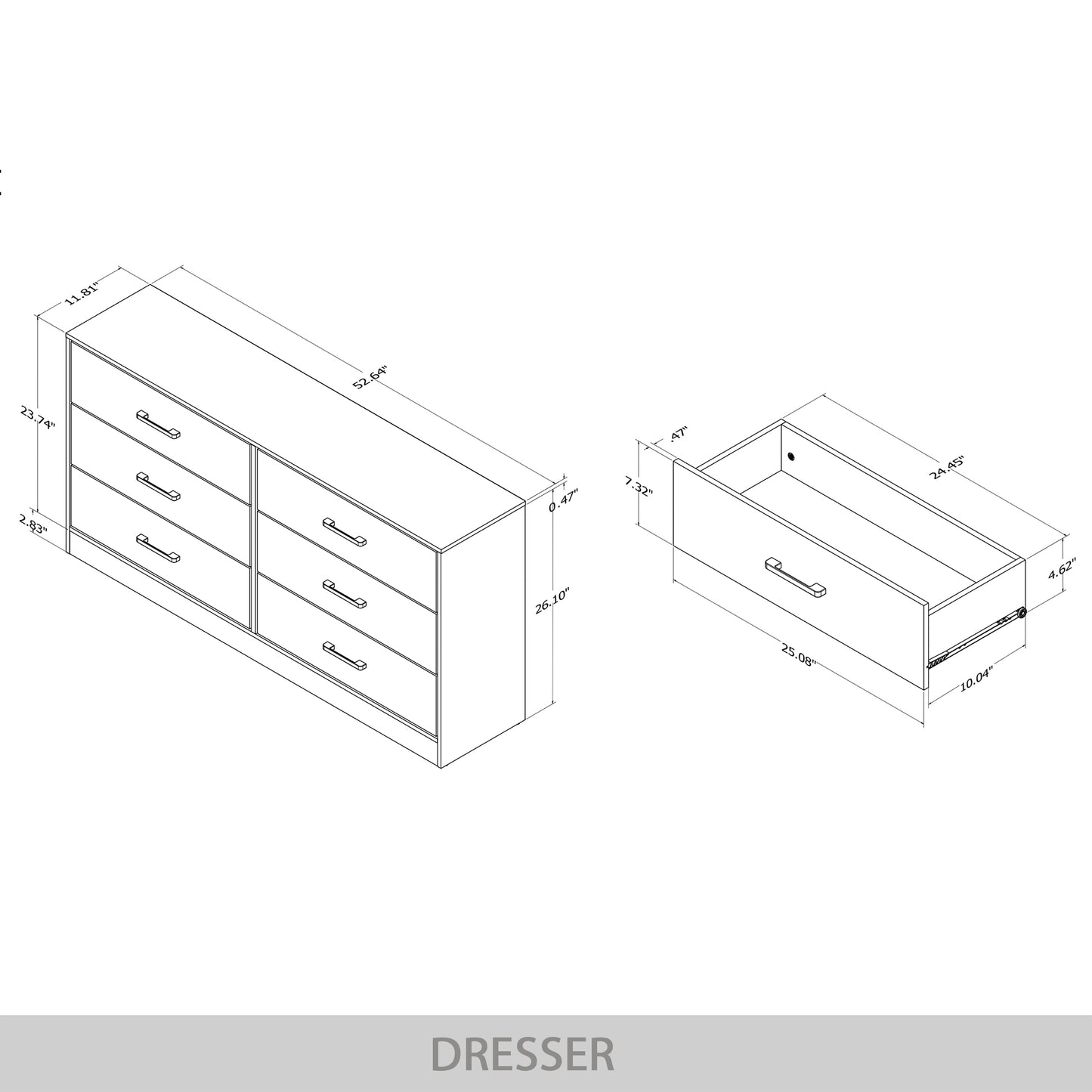 Orlena 6-Drawer Modern Dresser with Flush-to-Floor Design
