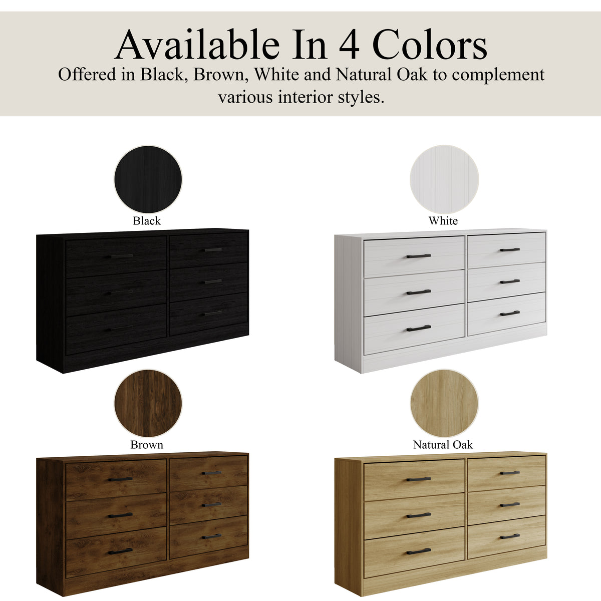 Orlena 6-Drawer Modern Dresser with Flush-to-Floor Design