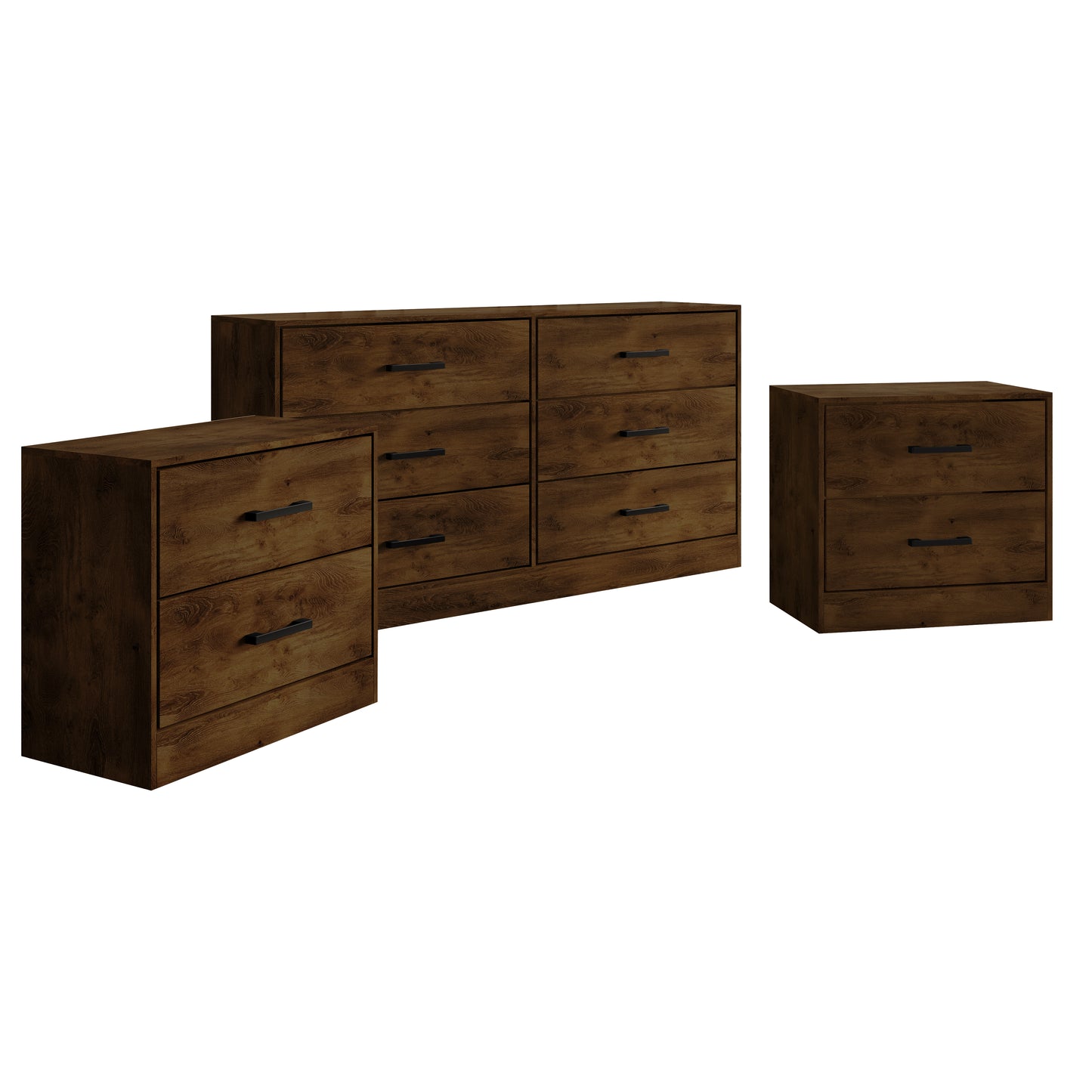 Valenor 3-Piece Modern Bedroom Furniture Set with 6-Drawer Dresser