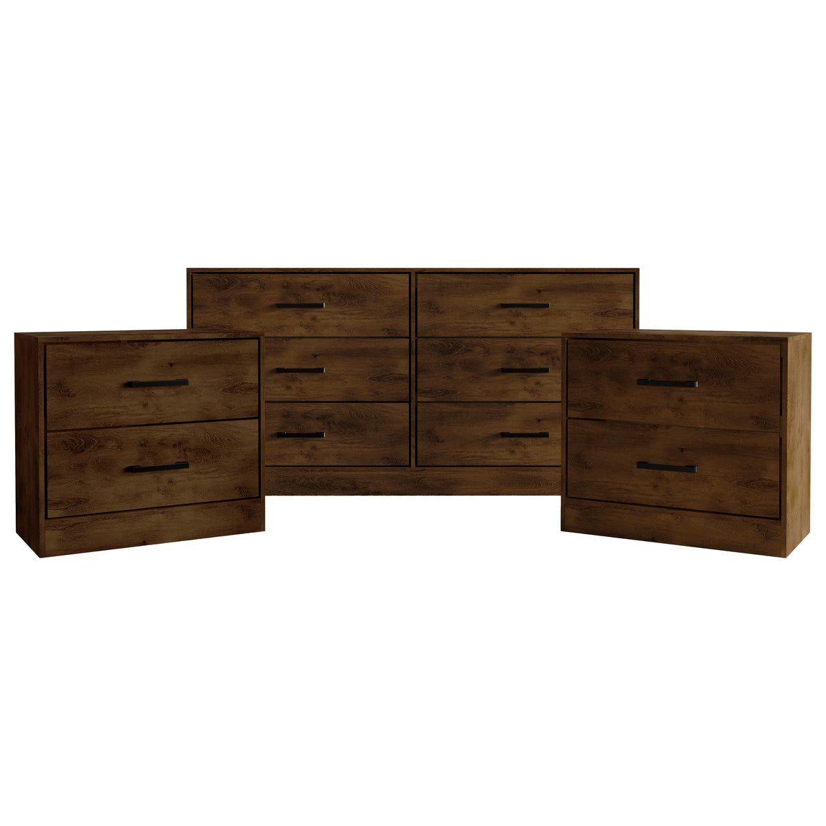 Valenor 3-Piece Modern Bedroom Furniture Set with 6-Drawer Dresser