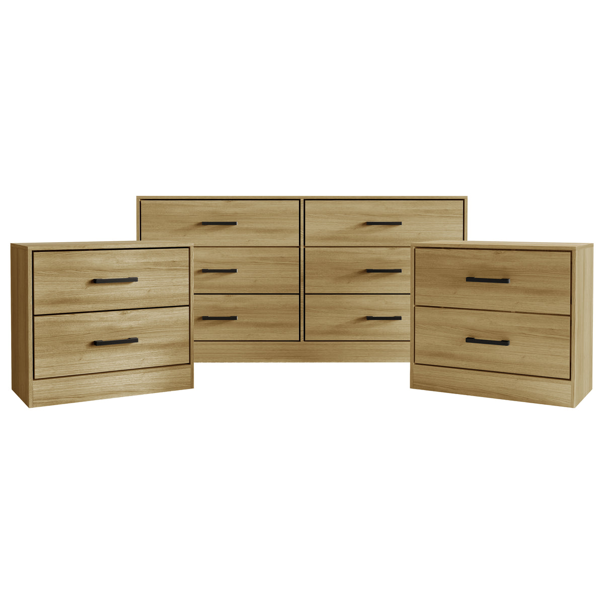 Valenor 3-Piece Modern Bedroom Furniture Set with 6-Drawer Dresser