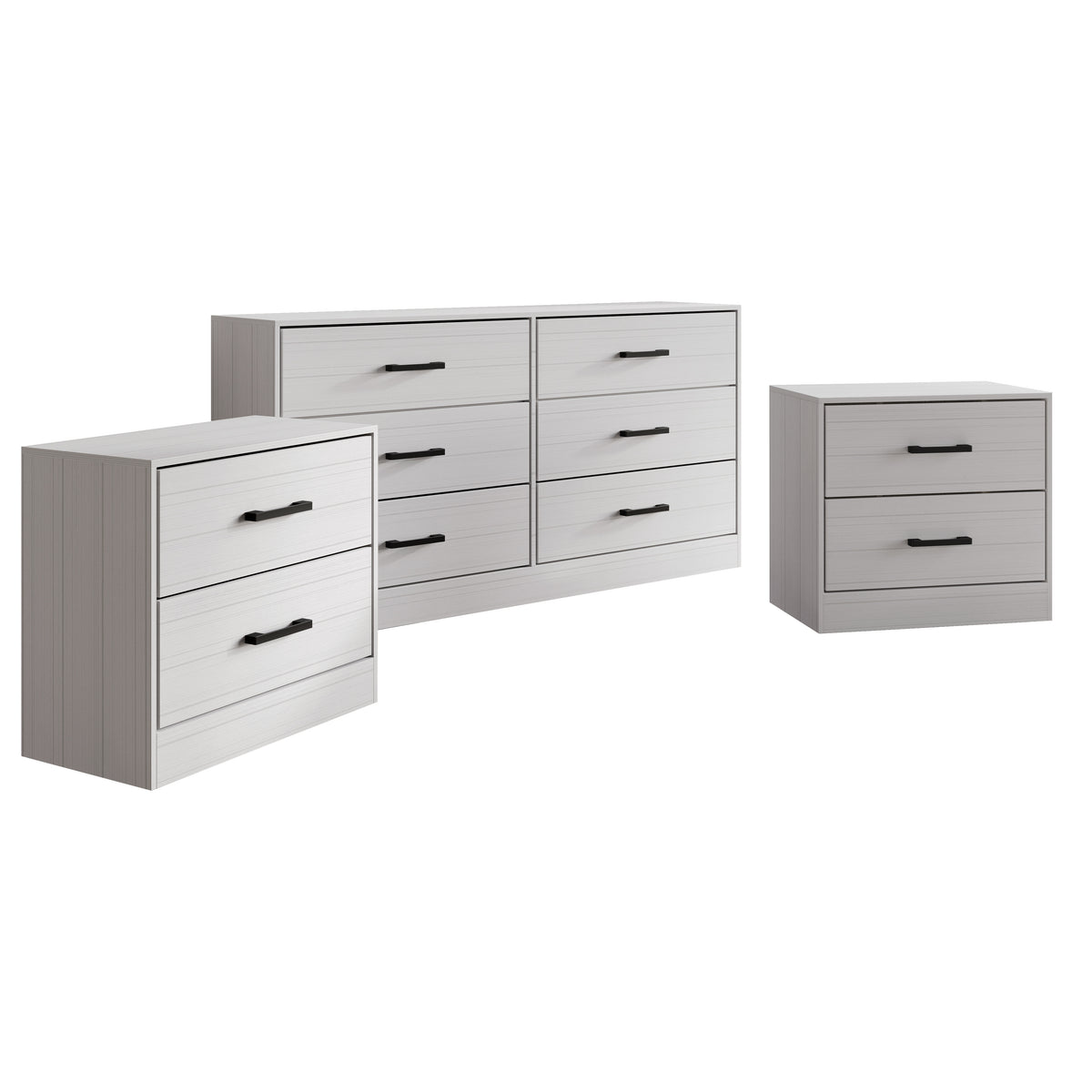 Valenor 3-Piece Modern Bedroom Furniture Set with 6-Drawer Dresser