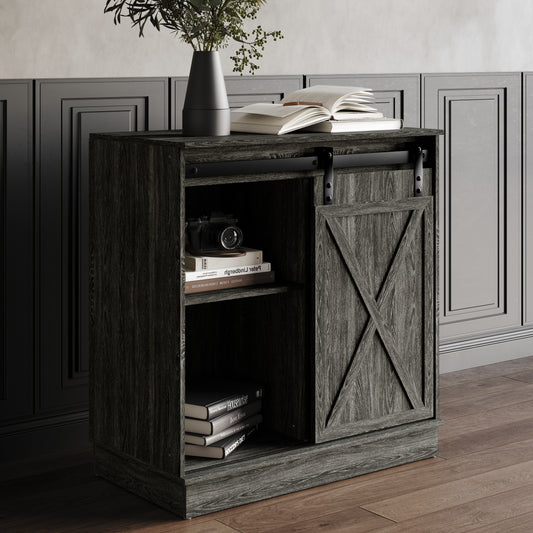 Caldora Modern Farmhouse Storage Cabinet with Sliding Door and Shelves