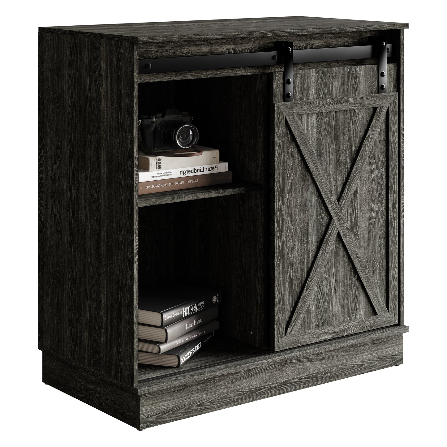 Caldora Modern Farmhouse Storage Cabinet with Sliding Door and Shelves