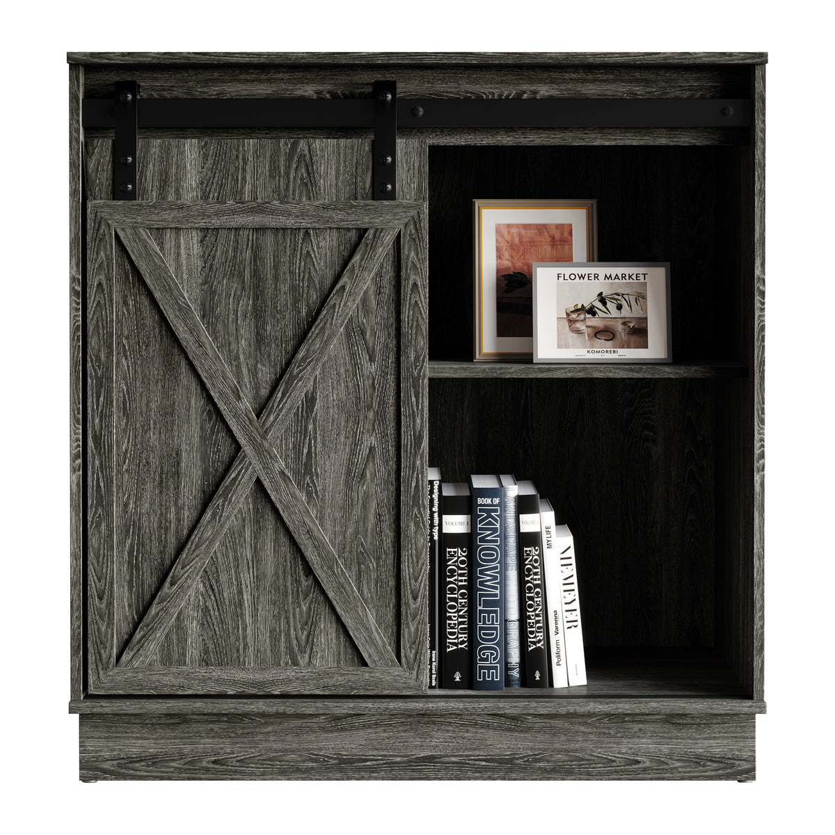 Caldora Modern Farmhouse Storage Cabinet with Sliding Door and Shelves