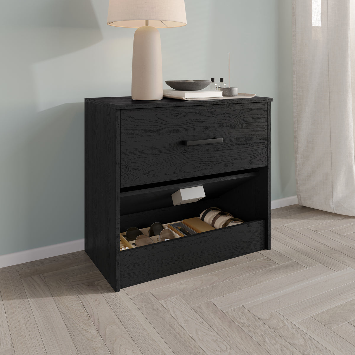 Veylora Modern RFID Lock Nightstand with Hidden Compartment