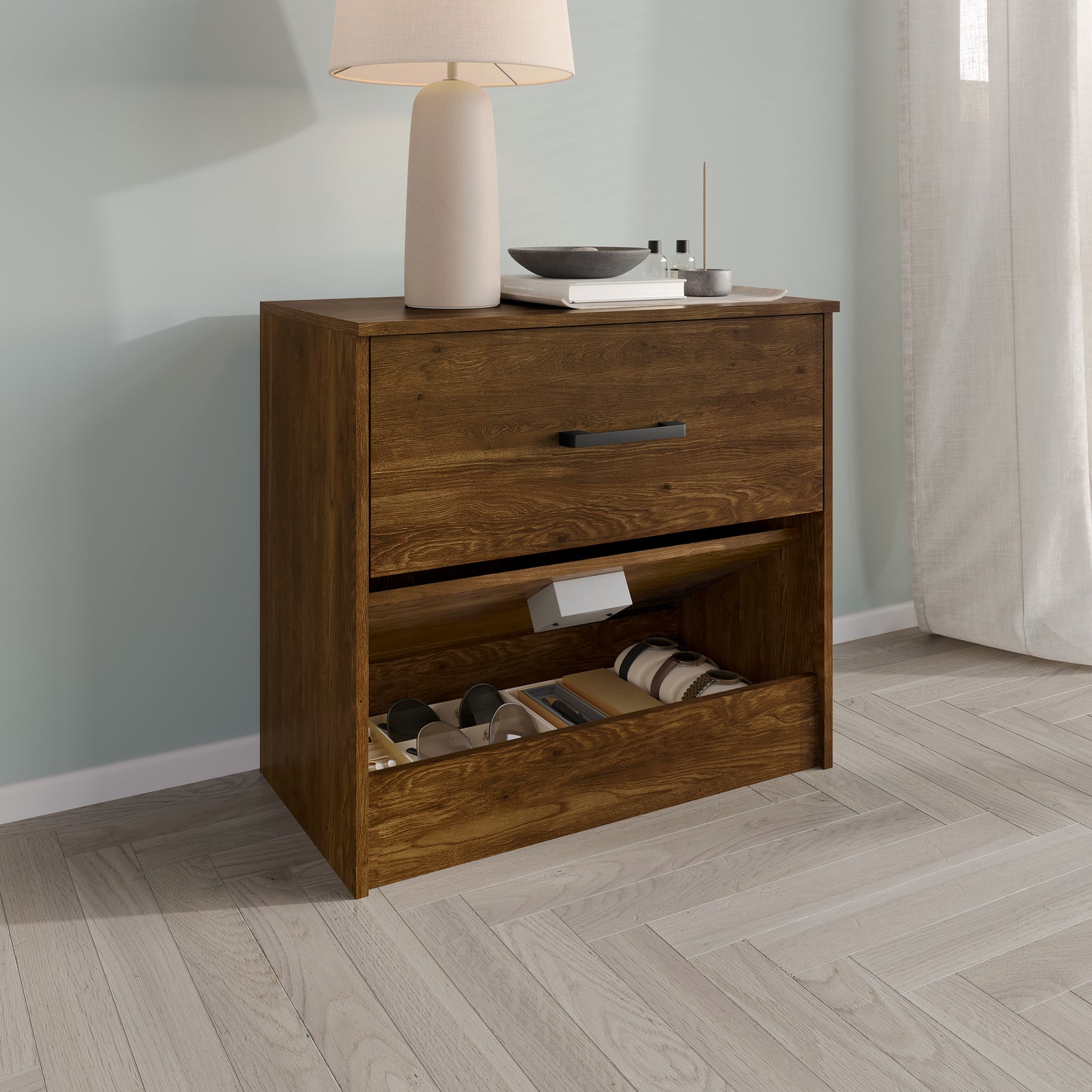 Veylora Modern RFID Lock Nightstand with Hidden Compartment