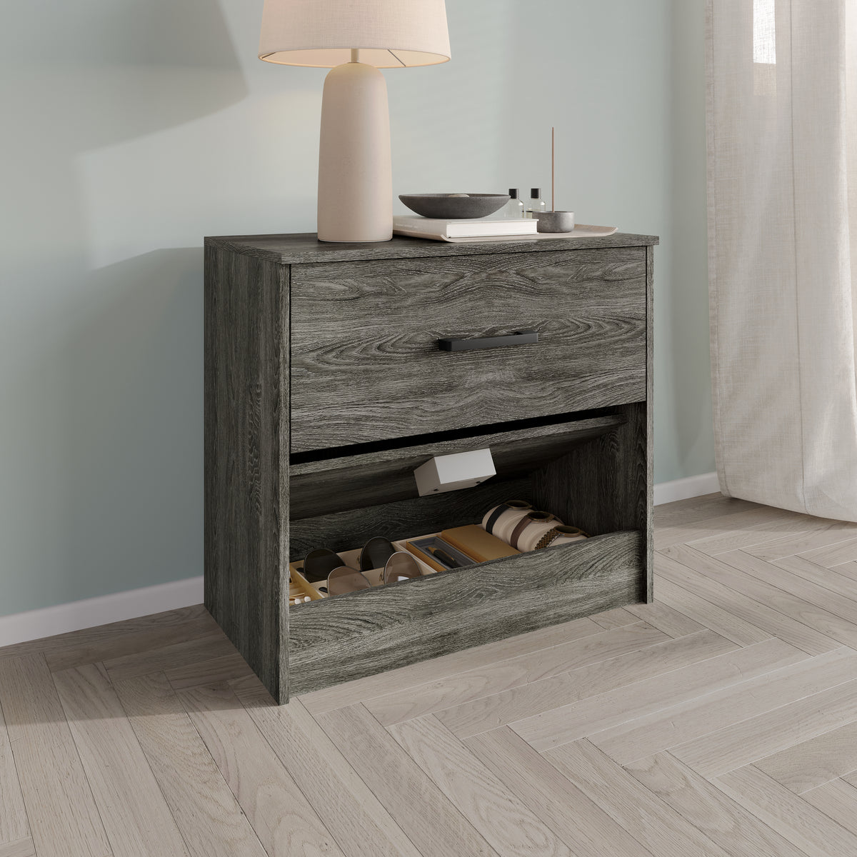 Veylora Modern RFID Lock Nightstand with Hidden Compartment