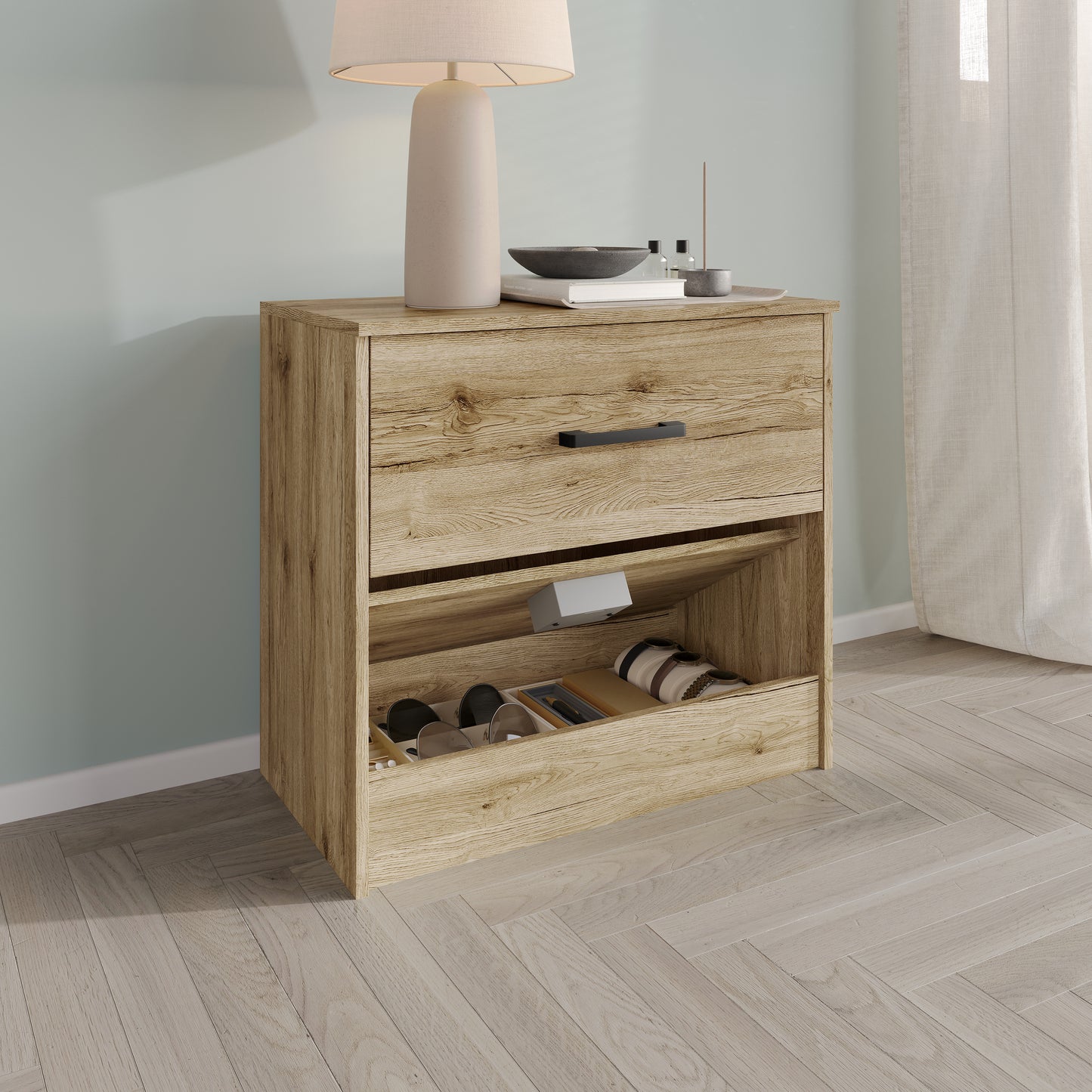Veylora Modern RFID Lock Nightstand with Hidden Compartment
