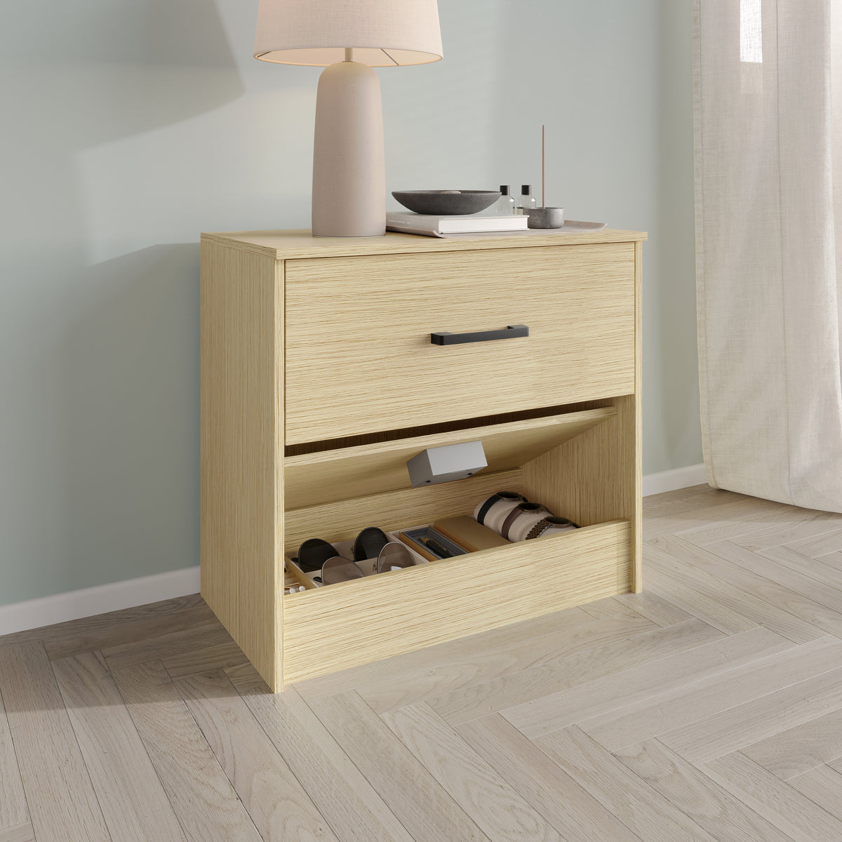 Veylora Modern RFID Lock Nightstand with Hidden Compartment