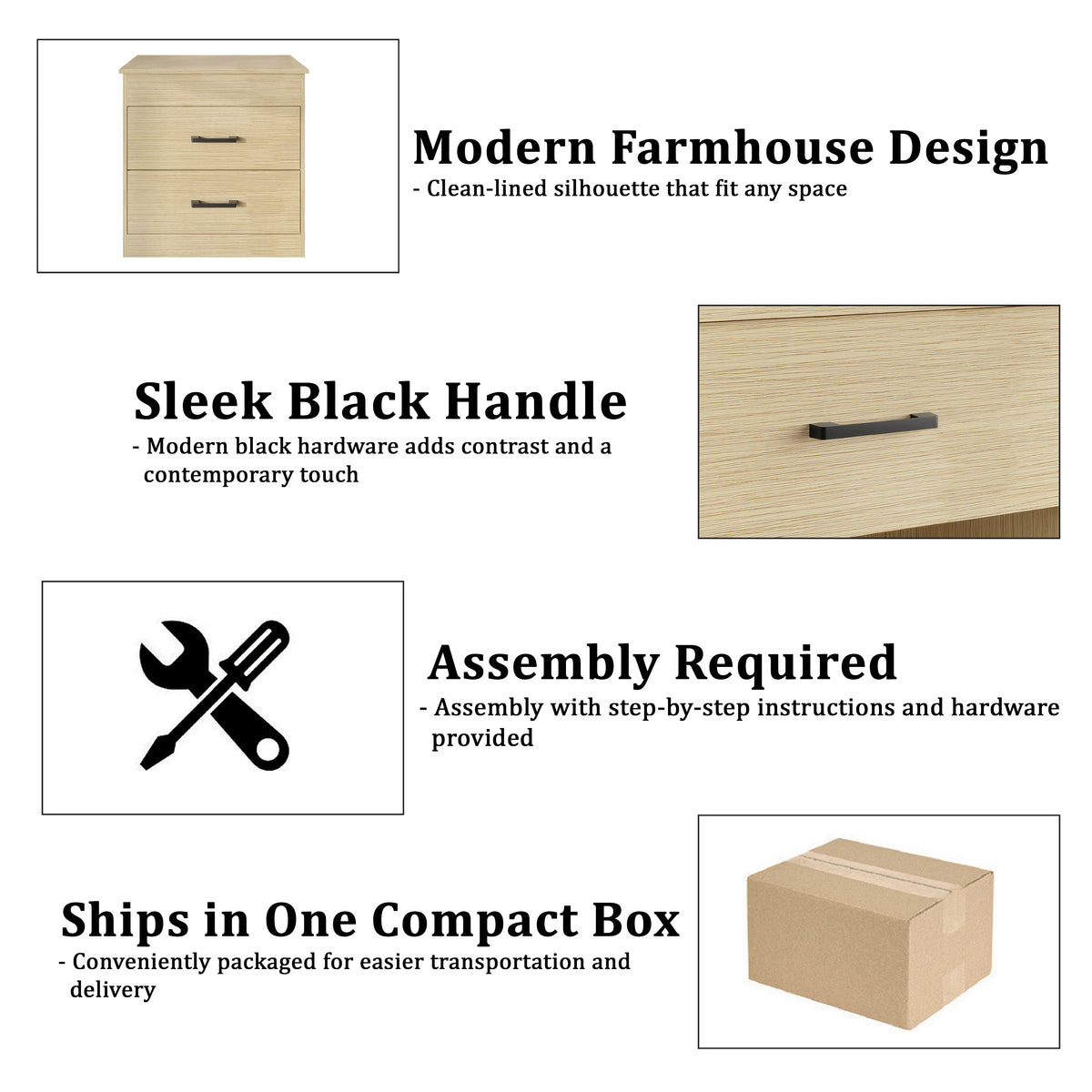 Veylora Modern RFID Lock Nightstand with Hidden Compartment